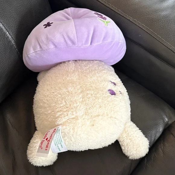 Plush Cream and Purple Stuffed Animal - Picture 2 of 3